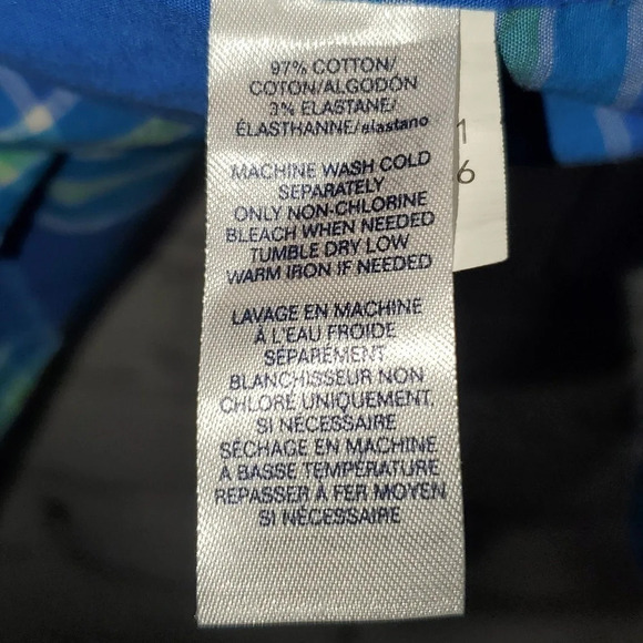 Chaps Button Down Shirt Men XL Stretch Poplin Green Blue Plaid Size XL - Picture 6 of 7